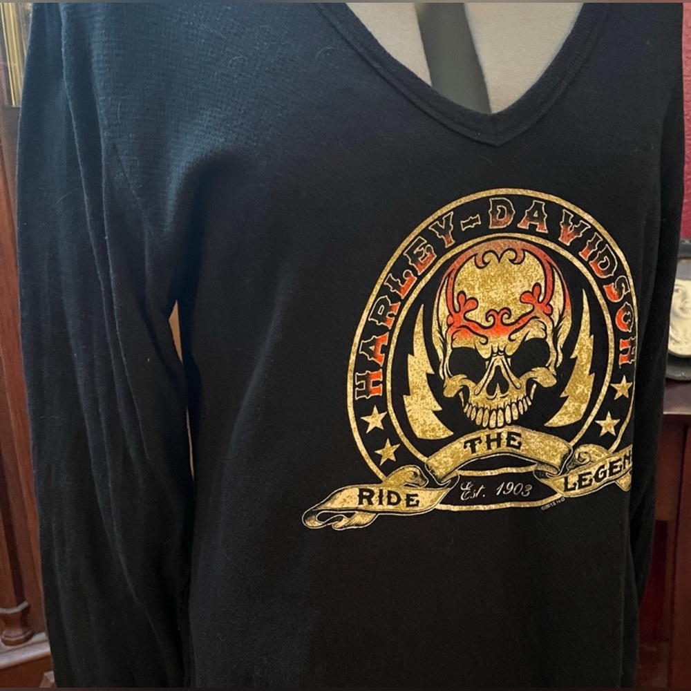 Harley Davidson Logo Long Sleeve Textured Tee